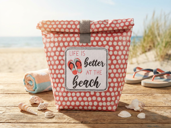 Button Life is better at the beach Spruch - Stickdatei